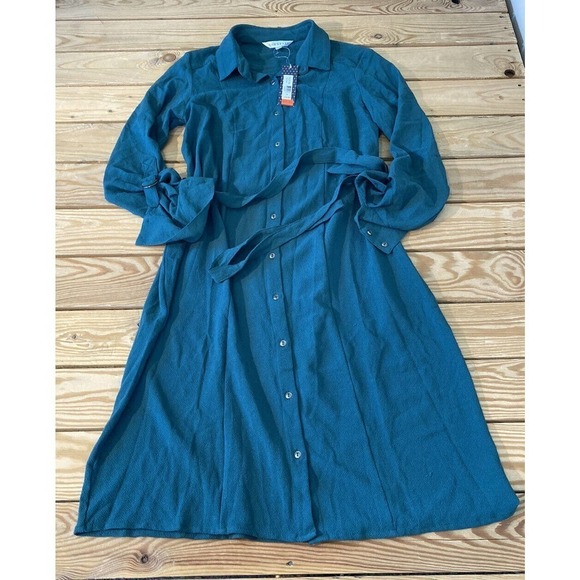 DownEast Dresses & Skirts - NWT DownEeast D-Ring Shirt Dress Size Small Green Rolltab Sleeve MSRP $46.99